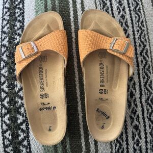 Birkenstock Textured Orange Slides